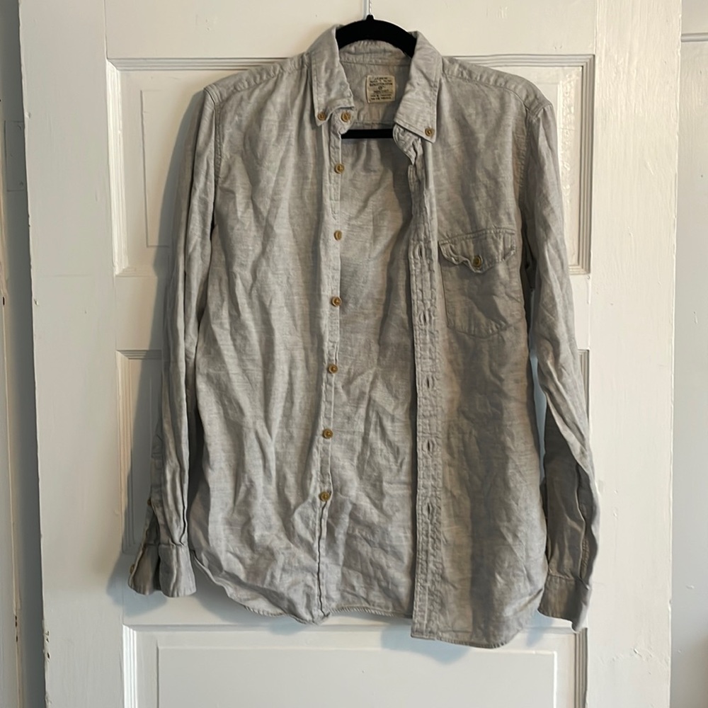 J. Crew Men’s Small Grey Cotton Work Shirt Button Down